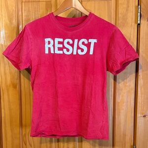 Unisex Crazy Dog T-Shirts Red RESIST Graphic Tee